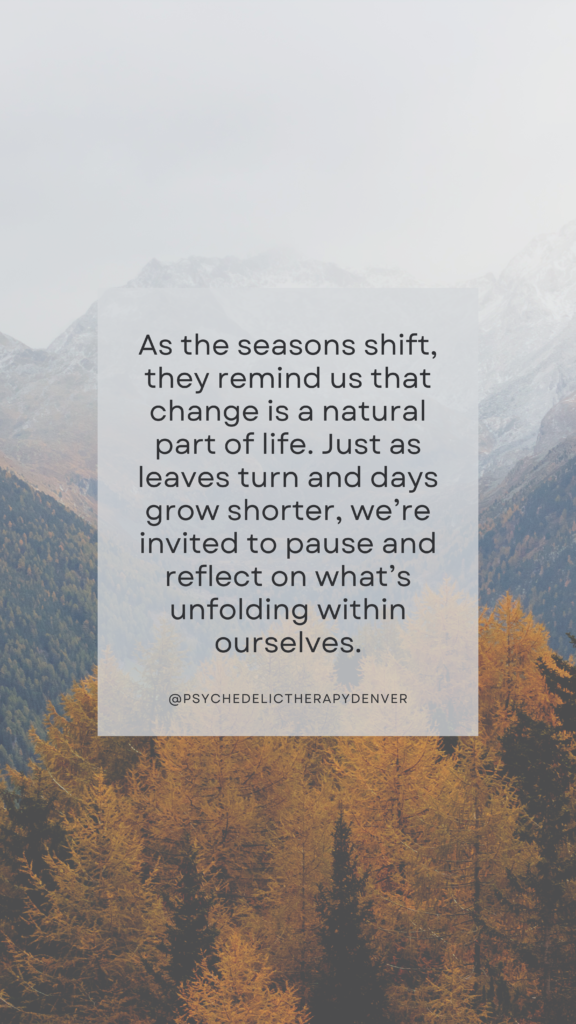 As the seasons shift, they remind us that change is a natural part of life. Just as leaves turn and days grow shorter, we’re invited to pause and reflect on what’s unfolding within ourselves.