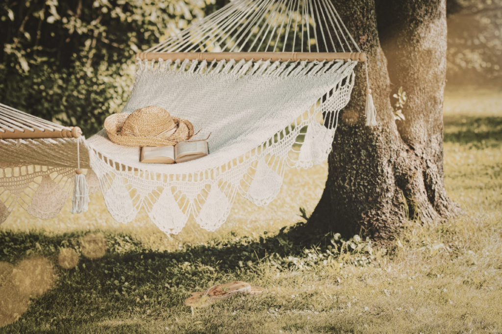 Hammock with hat and book