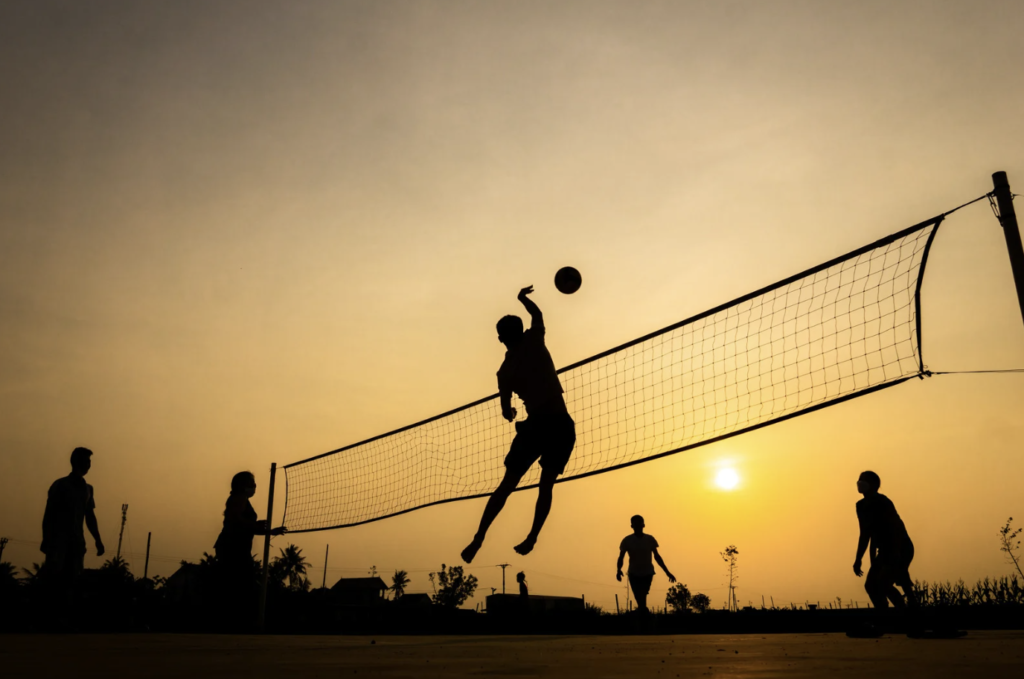 a game of beach volleyball