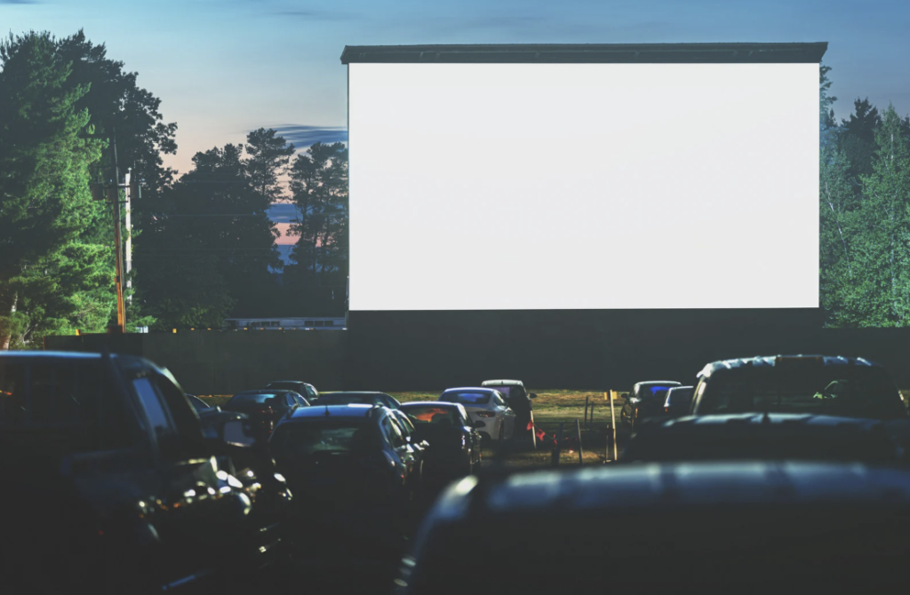 Drive in movie theater screen