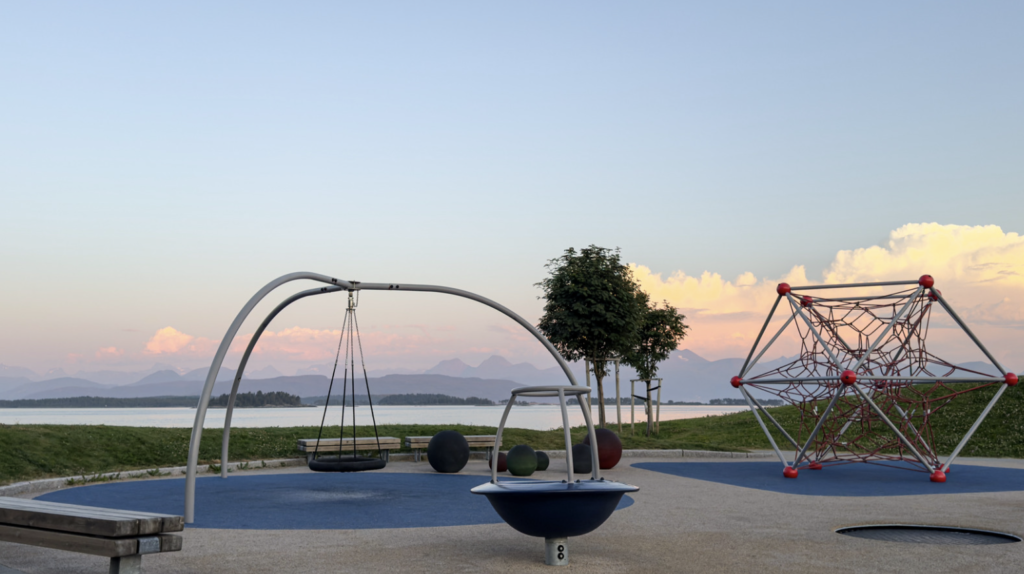 A playground at dusk