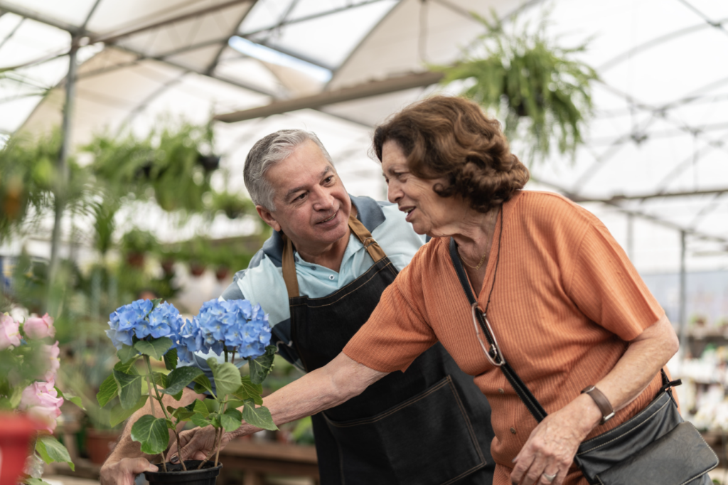 woman shopping for flowers
